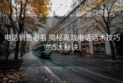 电话销售必看 揭秘高效电话话术技巧的5大秘诀