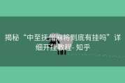 揭秘“中至抚州麻将到底有挂吗”详细开挂教程- 知乎
