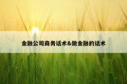 金融公司商务话术&amp;做金融的话术