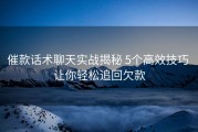 催款话术聊天实战揭秘 5个高效技巧 让你轻松追回欠款