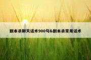 剧本杀聊天话术900句&amp;剧本杀常用话术