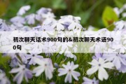 初次聊天话术900句的&amp;初次聊天术语900句
