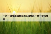 一对一辅导班销售话术&amp;辅导班一对一宣传文案