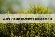 品牌文化介绍话术&amp;品牌文化介绍话术怎么说