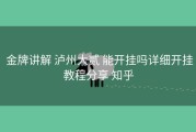  金牌讲解 泸州大贰 能开挂吗详细开挂教程分享 知乎
