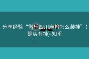 分享经验“微乐四川麻将怎么装挂”(确实有挂)-知乎