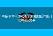  揭秘 掌中乐游戏 有没有透视挂详细开挂教程- 知乎