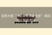 指导大家“开心茶菀有没有挂”(真实可以装挂)知乎
