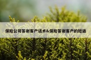 保险公司答谢客户话术&amp;保险答谢客户的短语