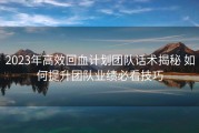 2023年高效回血计划团队话术揭秘 如何提升团队业绩必看技巧