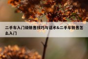 二手车入门级销售技巧与话术&amp;二手车销售怎么入门