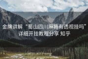 金牌讲解“蜀山四川麻将有透视挂吗”详细开挂教程分享 知乎
