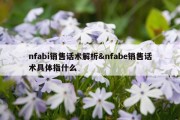 nfabi销售话术解析&amp;nfabe销售话术具体指什么