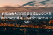 石嘴山市大武口区星海镇举办2025年春风行动招聘会，26家企业提供500个岗位