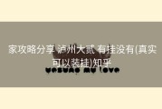  家攻略分享 泸州大贰 有挂没有(真实可以装挂)知乎