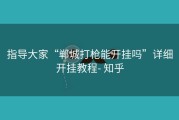 指导大家“郸城打枪能开挂吗”详细开挂教程- 知乎
