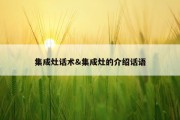 集成灶话术&amp;集成灶的介绍话语