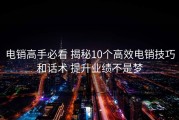 电销高手必看 揭秘10个高效电销技巧和话术 提升业绩不是梦