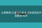  必看教程 忆游十三道 有没有透视挂开挂教程-知乎