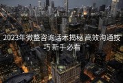 2023年微整咨询话术揭秘 高效沟通技巧 新手必看