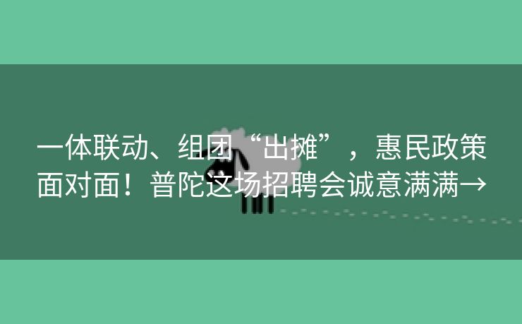 一体联动、组团“出摊”，惠民政策面对面！普陀这场招聘会诚意满满→