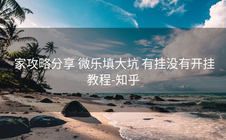  家攻略分享 微乐填大坑 有挂没有开挂教程-知乎
