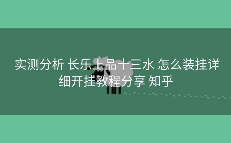  实测分析 长乐上品十三水 怎么装挂详细开挂教程分享 知乎