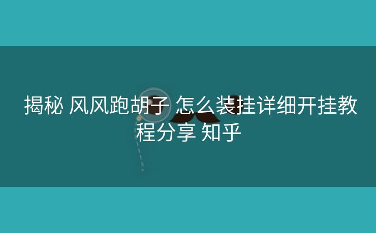 揭秘 风风跑胡子 怎么装挂详细开挂教程分享 知乎 揭秘 风风跑胡子 怎么装挂详细开挂教程分享 知乎