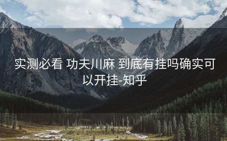  实测必看 功夫川麻 到底有挂吗确实可以开挂-知乎