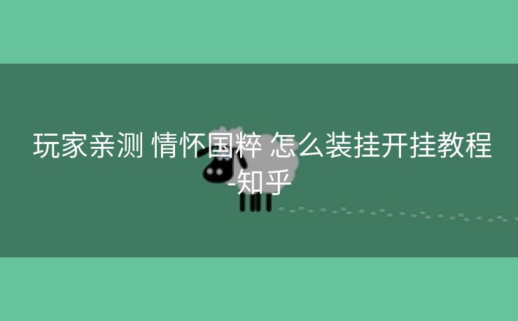  玩家亲测 情怀国粹 怎么装挂开挂教程-知乎