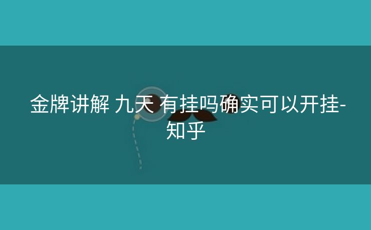  金牌讲解 九天 有挂吗确实可以开挂-知乎