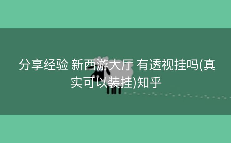  分享经验 新西游大厅 有透视挂吗(真实可以装挂)知乎