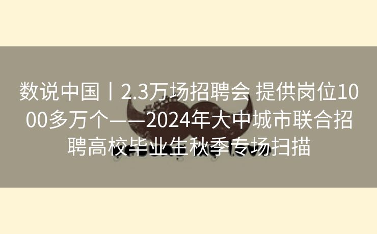 数说中国丨2.3万场招聘会 提供岗位1000多万个——2024年大中城市联合招聘高校毕业生秋季专场扫描