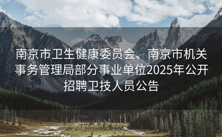 南京市卫生健康委员会、南京市机关事务管理局部分事业单位2025年公开招聘卫技人员公告