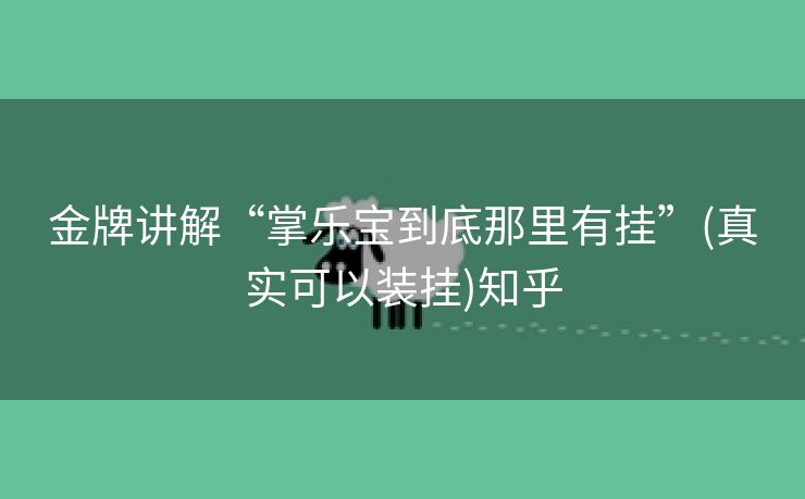 金牌讲解“掌乐宝到底那里有挂”(真实可以装挂)知乎 金牌讲解“掌乐宝到底那里有挂”(真实可以装挂)知乎