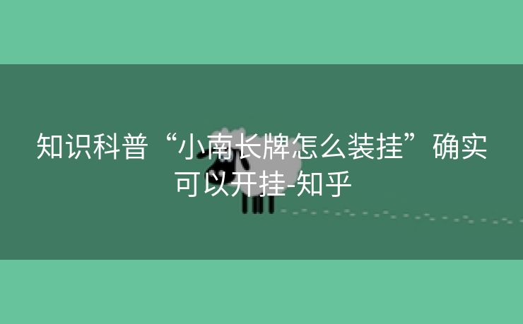 知识科普“小南长牌怎么装挂”确实可以开挂-知乎 知识科普“小南长牌怎么装挂”确实可以开挂-知乎