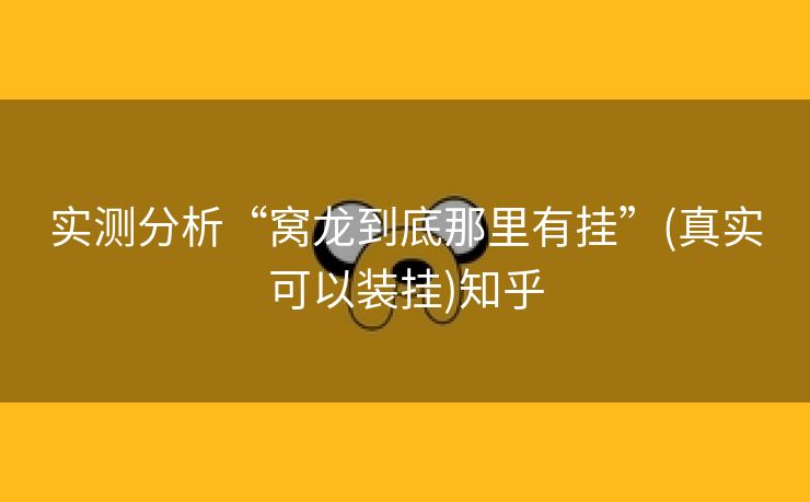 实测分析“窝龙到底那里有挂”(真实可以装挂)知乎 实测分析“窝龙到底那里有挂”(真实可以装挂)知乎