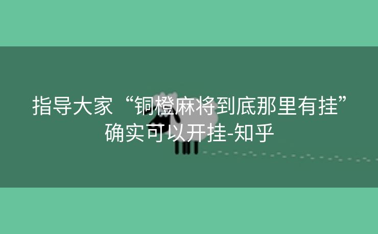 指导大家“铜橙麻将到底那里有挂”确实可以开挂-知乎