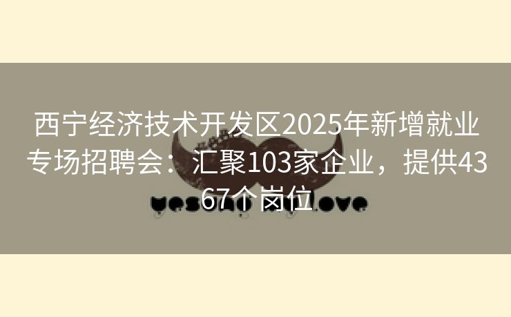 西宁经济技术开发区2025年新增就业专场招聘会：汇聚103家企业，提供4367个岗位