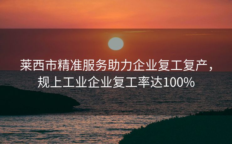 莱西市精准服务助力企业复工复产，规上工业企业复工率达100%