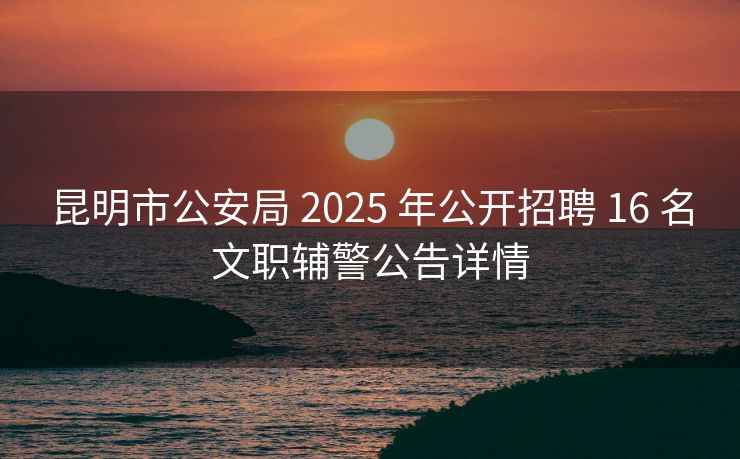 昆明市公安局 2025 年公开招聘 16 名文职辅警公告详情