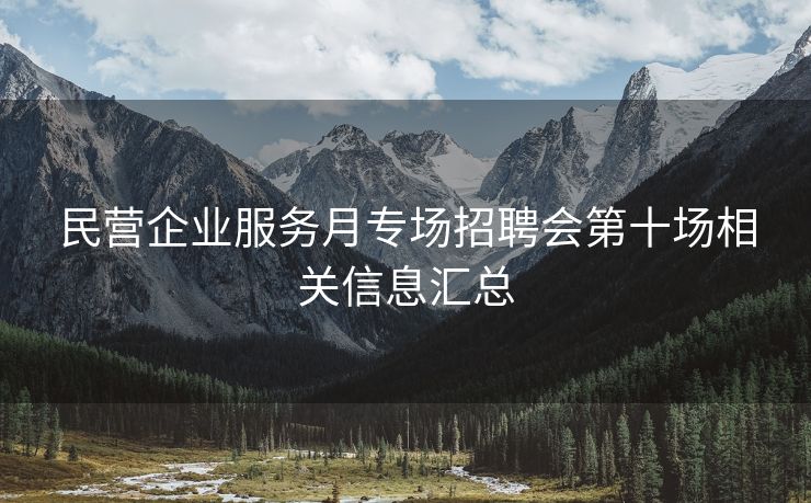 民营企业服务月专场招聘会第十场相关信息汇总