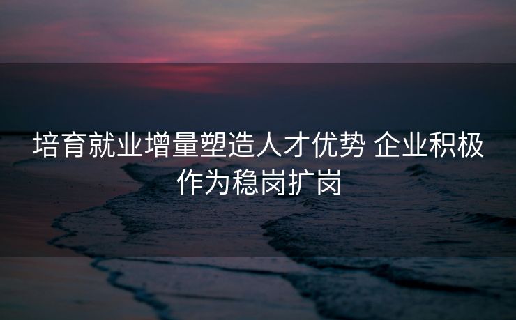 培育就业增量塑造人才优势 企业积极作为稳岗扩岗