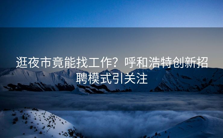 逛夜市竟能找工作？呼和浩特创新招聘模式引关注