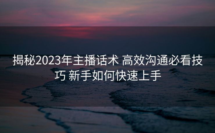 揭秘2023年主播话术 高效沟通必看技巧 新手如何快速上手
