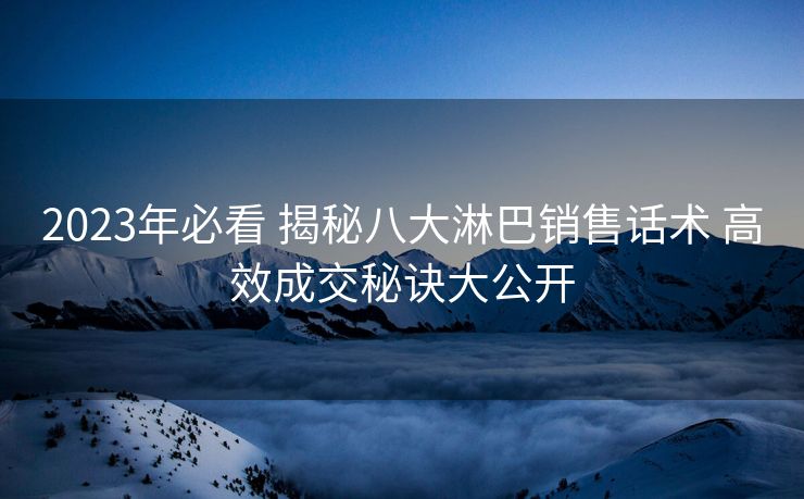2023年必看 揭秘八大淋巴销售话术 高效成交秘诀大公开 2023年必看 揭秘八大淋巴销售话术 高效成交秘诀大公开