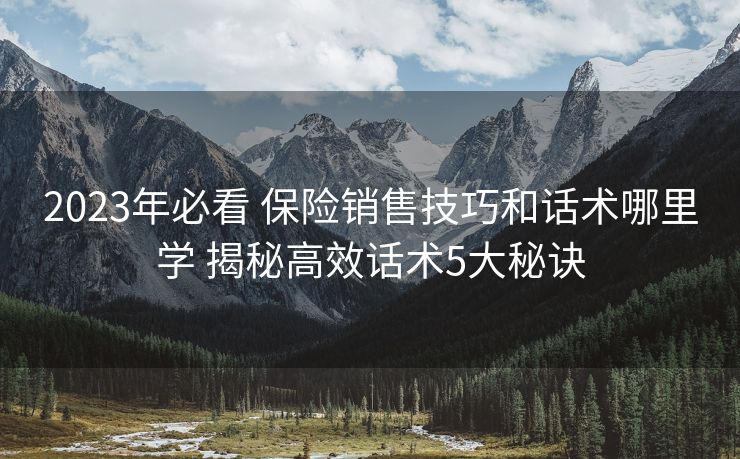2023年必看 保险销售技巧和话术哪里学 揭秘高效话术5大秘诀 2023年必看 保险销售技巧和话术哪里学 揭秘高效话术5大秘诀