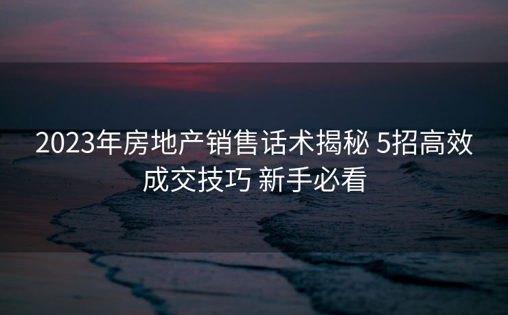 2023年房地产销售话术揭秘 5招高效成交技巧 新手必看