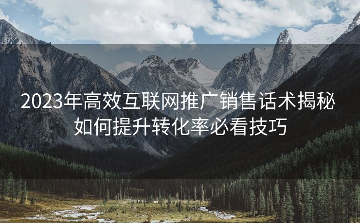 2023年高效互联网推广销售话术揭秘 如何提升转化率必看技巧