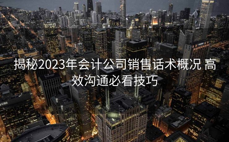 揭秘2023年会计公司销售话术概况 高效沟通必看技巧 揭秘2023年会计公司销售话术概况 高效沟通必看技巧